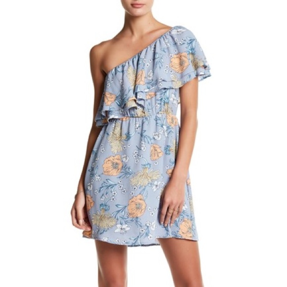💐  Lush One Shoulder Ruffle Floral Dress